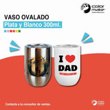Vaso ovalado blanco 300ml - acero - sublimable y grabado láser 🇨🇴