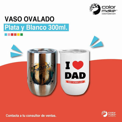 Vaso ovalado blanco 300ml - acero - sublimable y grabado láser 🇨🇴