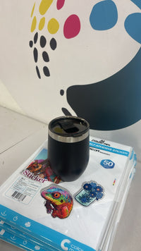 Vaso ovalado 300ml - acero - negro sublimable y grabado láser 🇨🇴