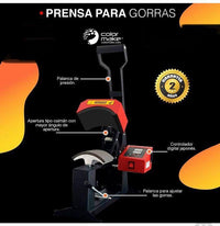 PRENSA MANUAL PARA GORRAS. TIPO CAIMÁN. 110V. CON RIELES.  LINEA 2.0