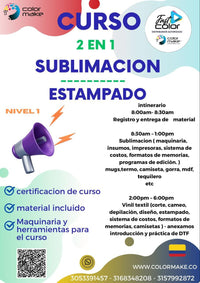 CURSO DE SUBLIMACION - ESTAMPADO 30 DE AGOSTO - COLOR MAKE NIVEL 1 - CERTIFICADO