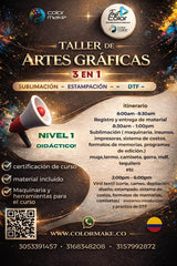 TALLER  DE ARTES GRAFICAS - SUBLIMACION - ESTAMPADO - DTF -   28 de FEBRERO- COLOR MAKE NIVEL 1 BASICO PROFESIONAL - CERTIFICADO 2026