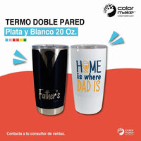 Termo doble pared blanco 20oz - acero - sublimable y grabado láser 🇨🇴