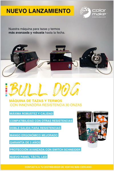 prensa para tazas dual - bulldog - color make - pro 2.0