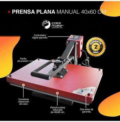 PRENSA PLANA MANUAL DE 40X60 CM. 110 V, PRO.